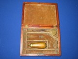 AN EARLY & RARE CIVIL WAR BEVELED LID CASE WITH ACCESSORIES FOR A PERCUSSION PECARE & SMITH 10 SHOT PEPPERBOX PISTOL IN FINE UNTOUCHED CONDITION! - 1 of 8
