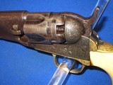 A SCARCE CIVIL WAR FACTORY ENGRAVED PERCUSSION COLT MODEL 1862 POLICE REVOLVER WITH DELUXE GRIPS & 6 1/2 " BARREL IN VERY NICE UNTOUCHED CONDITIO - 3 of 15