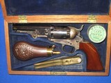 A VERY EARLY AND SCARCE CIVIL WAR COLT MODEL 1849 PERCUSSION POCKET REVOLVER MADE IN 1856 IN EXCELLENT PLUS CONDITION IN ITS ORIGINAL DELUXE BEVELED L - 1 of 20