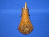 AN EARLY & VERY SCARCE U.S. CIVIL WAR POWDER FLASK FOR A .36 CALIBER COLT FIRST MODEL 1855 REVOLVING RIFLE, 1855 REVOLVING CARBINE, OR A COLT CUT FOR - 1 of 10