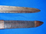 Civil War Confederate Large D-Guard Bowie Knife with Original Leather Scabbard - 3 of 4