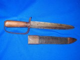Civil War Confederate Large D-Guard Bowie Knife with Original Leather Scabbard - 1 of 4