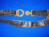 Early & Large U.S.N. Civil War Two Piece Officers Naval Buckle On Its Original Belt with a Leather Knife Frog  - 3 of 4
