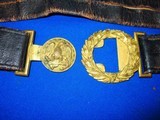 Early & Large U.S.N. Civil War Two Piece Officers Naval Buckle On Its Original Belt with a Leather Knife Frog  - 2 of 4