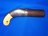 Rare 1840's To Early 1850's Pre Civil War Cased Percussion Engraved Pecare & Smith Ten Shot Pepperbox Pistol With Scarce Silver Nipple Shield - 3 of 4