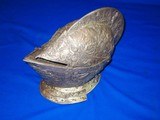 An Early and Rare, Mid 1800's Raised And Embossed Maximilian Armored Helmet Casted Directly From The Original 1500's Maximilian Helmet By A European M