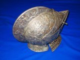 An Early and Rare, Mid 1800's Raised And Embossed Maximilian Armored Helmet Casted Directly From The Original 1500's Maximilian Helmet By A European M - 3 of 4