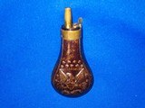 A Scarce & Early Double Sided Eagle, Shield, And Stars Powder Flask For An Early Percussion Colt Model 1855 Root Revolver Or A Remington Beals Pocket - 1 of 4