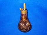 A Scarce & Early Double Sided Eagle, Shield, And Stars Powder Flask For An Early Percussion Colt Model 1855 Root Revolver Or A Remington Beals Pocket - 2 of 4