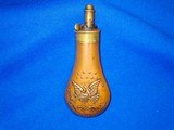 An Early And Very Rare Civil War Double Sided Eagle, Shield, And Stars Powder Flask For An Early Percussion Sharps Pistol In Fine Untouched Condition! - 1 of 4