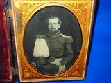 Early 1/2 Plate Ambrotype Image of a Pre-Civil War Maine Militiaman in Full Dress Uniform Including an 1851 Style Shako With Plumes Of White Feathers  - 2 of 4