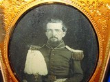 Early 1/2 Plate Ambrotype Image of a Pre-Civil War Maine Militiaman in Full Dress Uniform Including an 1851 Style Shako With Plumes Of White Feathers  - 3 of 4