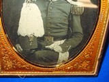 Early 1/2 Plate Ambrotype Image of a Pre-Civil War Maine Militiaman in Full Dress Uniform Including an 1851 Style Shako With Plumes Of White Feathers  - 4 of 4