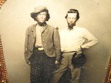 Rare Civil War 1/6 Plate Tintype Of Two Confederate Soldiers In Typical Southern Military Outfits With One Clearly Wearing A 