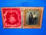 Rare Civil War 1/6 Plate Tintype Of Two Confederate Soldiers In Typical Southern Military Outfits With One Clearly Wearing A 