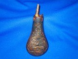 An Early Civil War Double Sided Motifs Powder Flask for A Colt Percussion Model 1851 Navy Revolver In Nice Untouched Condition! - 2 of 4