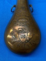 Civil War era Batty Martial Peace Powder Flask - 6 of 12