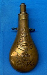 Civil War era Batty Martial Peace Powder Flask - 1 of 12