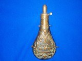 Early & Rare Civil War American Flask Co. Large Double Sided Powder Flask With An Indian On Horseback Hunting A Buffalo - 2 of 4