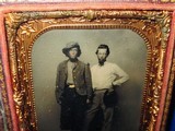 A Very Rare Civil War 1/6 Plate Tintype Of Two Confederate Soldiers, One In His Original Uniform & Wearing A 