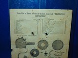 Rare Chicago Fire Arms Co. Price List of Parts For The .32 Caliber Improved 