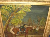 Civil War Period Oil Painting Of A Confederate Soldier Pointing His Rifle At A Union Officer Dismounting Off His Horse While Drawing His Pistol On The - 6 of 7