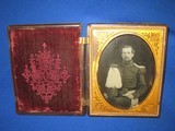 A 1/2 Plate Ambrotype Image of a Pre-Civil War Maine Militiaman In Dress Uniform With 1851 Style Shako With Plumes Of White Feathers In Nice Condition - 2 of 7