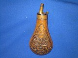 An Early U.S. Civil War Original Double Sided Powder Flask For A Percussion Colt Model 1851 Navy Revolver In Very Good Untouched Condition!