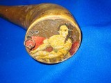 Rare 1800's Powder Horn with Period Painting Of a Beautiful Woman On The Large Face - 4 of 4