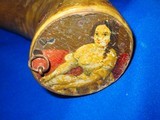 Rare 1800's Powder Horn with Period Painting Of a Beautiful Woman On The Large Face - 2 of 4