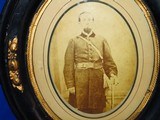 An Early & Fine Civil War Albumen Of A Civil War Officer In Full Uniform With His Sword In Its Original Frame - 2 of 4