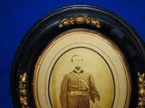 An Early & Fine Civil War Albumen Of A Civil War Officer In Full Uniform With His Sword In Its Original Frame - 3 of 4