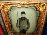 U.S. Civil War Original 1/6 Plate Ambrotype Image Of A U.S. Infantry Soldier In Full Uniform