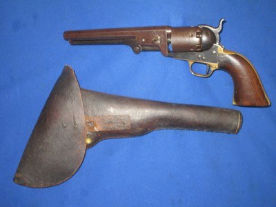 Civil War U.S. Military Issued Colt Percussion Model 1851 Navy Revolver With Original Holster In Nice Untouched Condition!