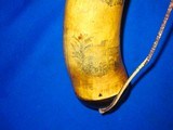 Early 1800's Vermont Fully Carved Powder Horn Given To The Owners Son, 