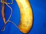 Early 1800's Vermont Fully Carved Powder Horn Given To The Owners Son, 