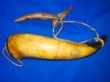 Early 1800's Vermont Fully Carved Powder Horn Given To The Owners Son, 