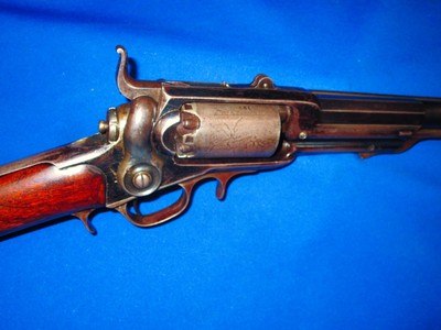 Rare Civil War Colt Model 1st Model Revolving Sporting Rifle With A Clear Cylinder Scene, Serial #19