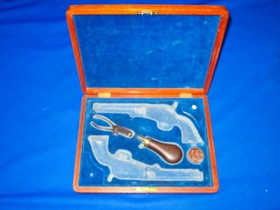  Early Deluxe French Contoured Case For A Pair Of Percussion Colt Model 1849 Pocket Revolvers With 6 Inch Barrels In Fine Plus Untouched Condition Wit