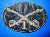 Scarce U.S. Civil War 1st Cavalry Large Oval Hardy Hat Insignia - 1 of 5