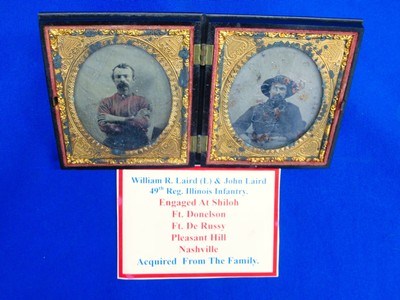 Civil War 1/6 Plate Tintypes ID'ed To Brothers William R. Laird & John Laird Both From The Illinois 49th Regiment Co. K