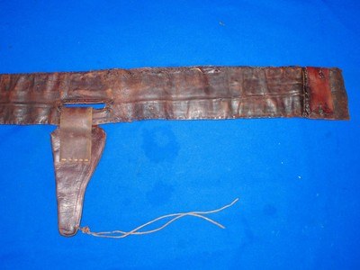 Early Large Mexican Multiple Cartridge Belt With Holster For Both Rifles & Two Different Pistol Calibers Circa 1870's-1880's                 - Image 5 of 5