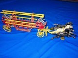 Early & Scarce 1800's Large Cast Iron Three Horse Fire Ladder Pull Toy - Image 1 of 5