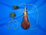 Civil War Fluted Powder Flask for a Large Pistol or Rifle with Its Original Green Cord - Image 1 of 5
