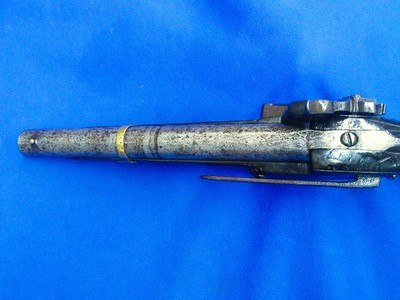 Early 1800's Large Military Type Percussion Miquelet Pistol - Image 3 of 5