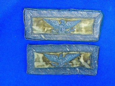 Original Pair U.S. Civil War Colonel's Yellow Background Wide Cavalry Straps - Image 5 of 5