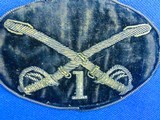 Scarce U.S. Civil War 1st Cavalry Large Oval Hardy Hat Insignia - Image 3 of 5