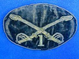 Scarce U.S. Civil War 1st Cavalry Large Oval Hardy Hat Insignia - Image 1 of 5