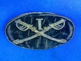 Scarce U.S. Civil War 1st Cavalry Large Oval Hardy Hat Insignia - Image 5 of 5