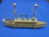 An Early & Rare 1880's Bliss Wood & Paper Litho Admiral Toy Ship In Fine Untouched Condition!  - Image 1 of 6
